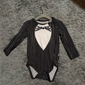 Black and White Striped Kids One Piece